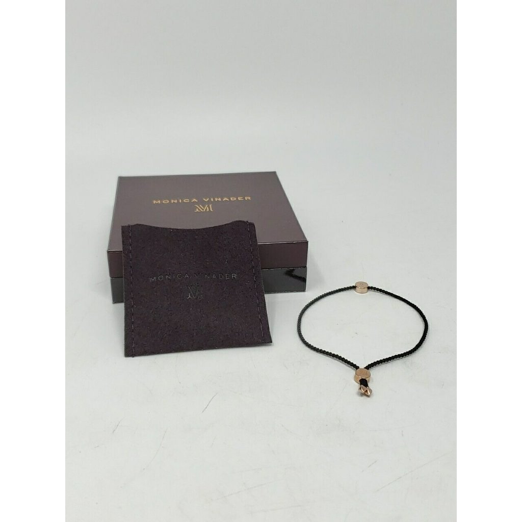Monica Vinader Friendship Diamond Bracelet Rose Gold Vermeil Black Cord W Box 77$
